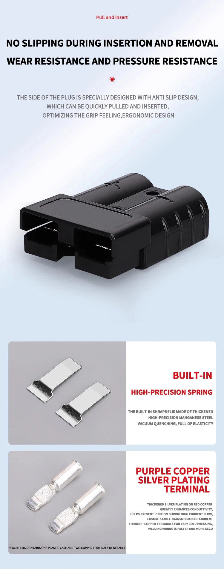 4Pcs Anderson Plug 50A/120A Anderson Connector Power 2 Pin Battery Charging Plug Connector.