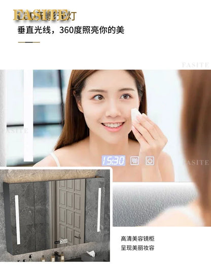 Leichter, luxuriöser Badezimmerschrank aus Steinplatten, integriertes Waschbecken, kombiniertes Waschbecken, WC-Waschbecken, nordischer einfacher Spiegelschrank