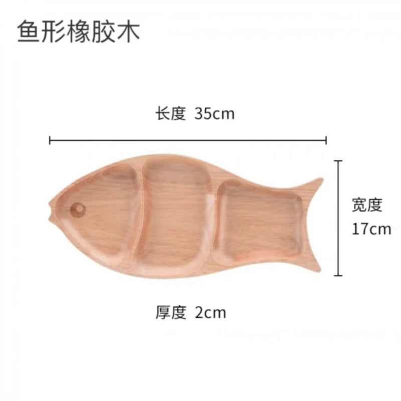 Wooden Leaf Shaped Fish Shaped Nut Tray Divided Plate Fruit Bread Pastry Tray Japanese Tableware.