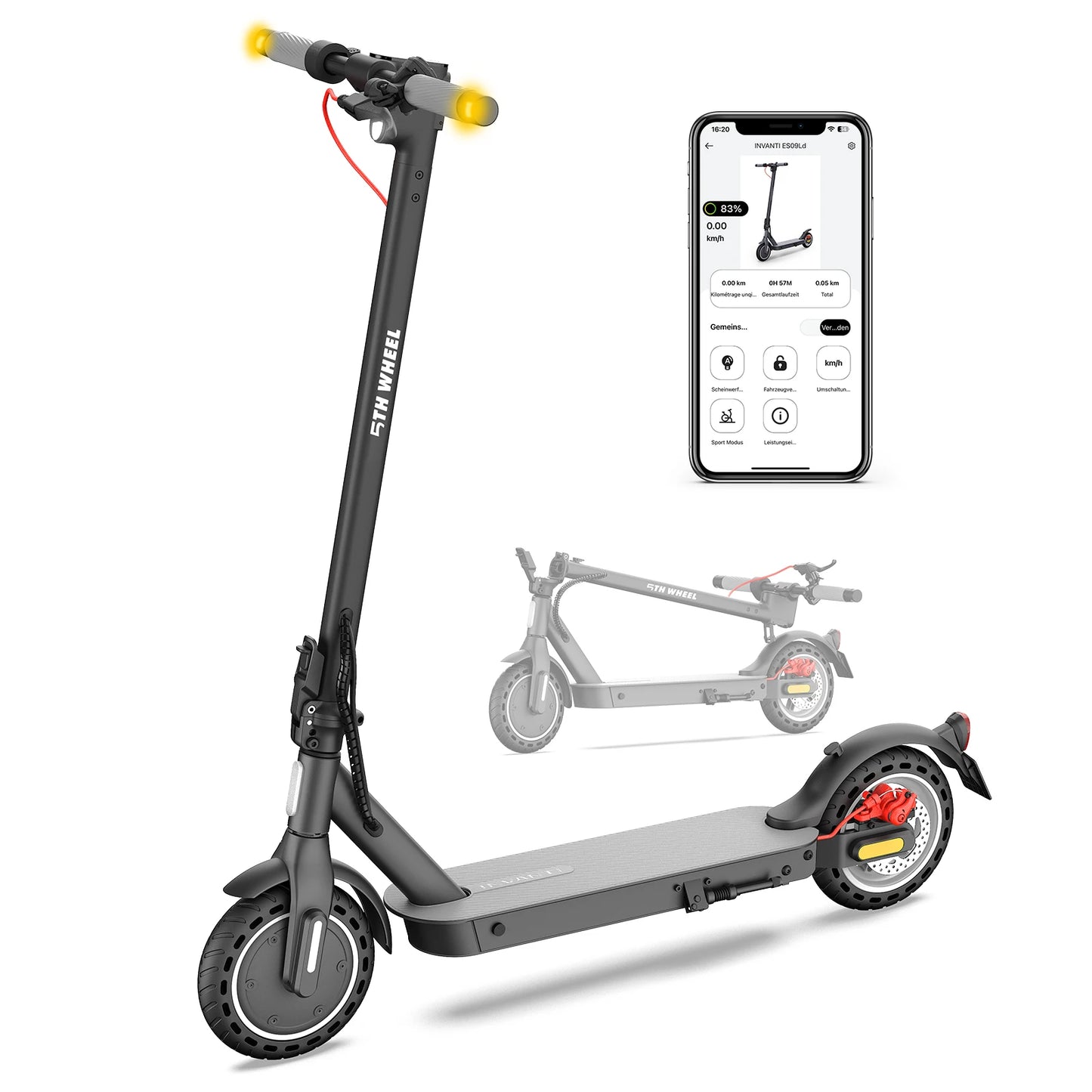5TH WHEEL E30 ABE Adult Electric Scooter 350W Motor 36V 7.5AH Battery City Electric Scooter 8.5" Solid Tires Foldable E-Scooter.
