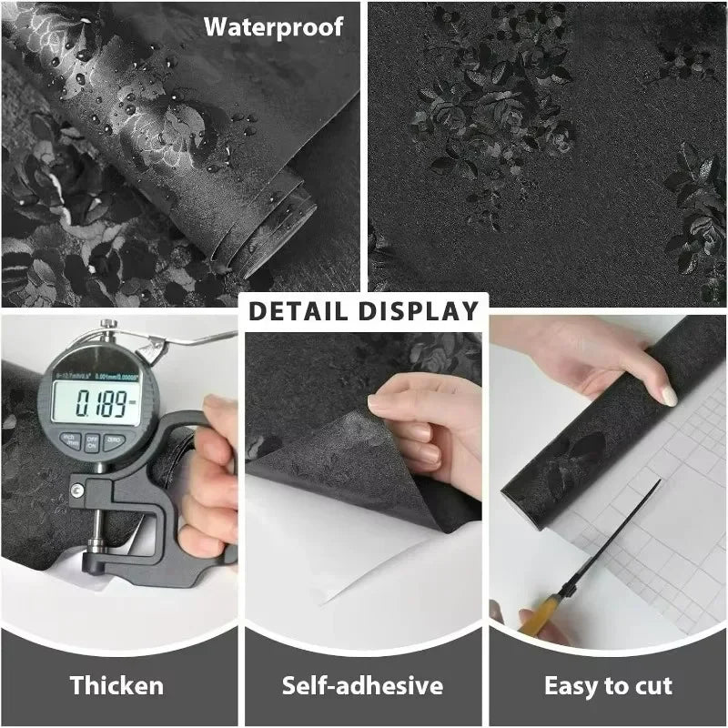 3D Flower Embossed Peel and Stick Wallpaper Self Adhesive Floral Contact Paper Wall Paper for Bedroom Walls Cabinets Drawers