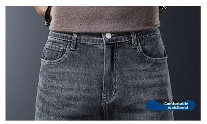 2025 New High Quality Jeans Men Baggy Pants Autumn Straight Cut Loose Solid Denim Pants Streetwear Fashion Pockets Vintage Man