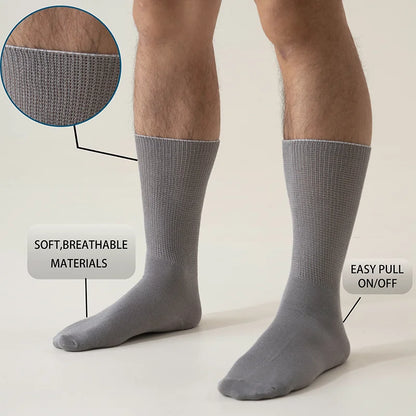 6Pairs Comfortable and Supportive Diabetic Socks for Men Moisture wicking Fabric Non-binding Top business socks.