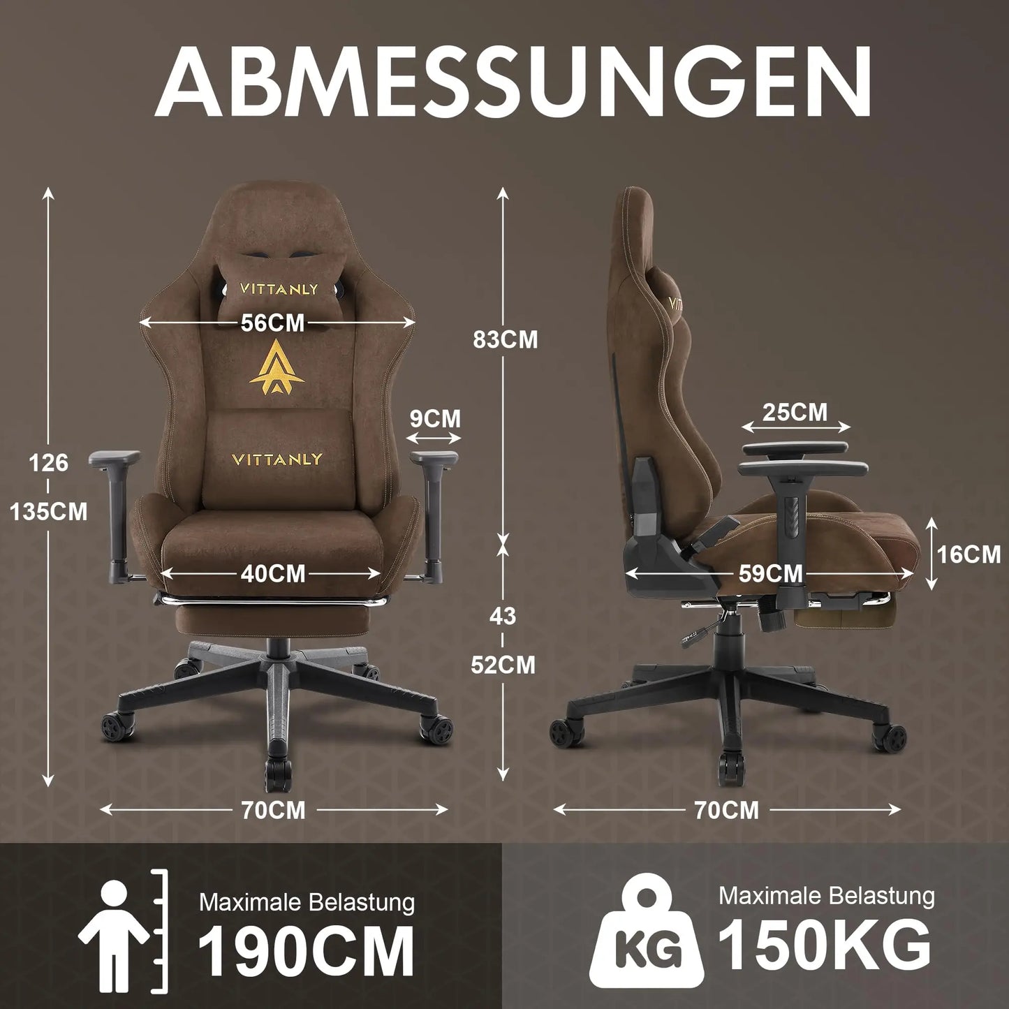 KITINJOY Gaming-Stuhl für Erwachsene mit Fußstütze, Lordosenstütze, Stoff, Computer-Bürostuhl, hohe Rückenlehne, ergonomischer Gamer-Stuhl