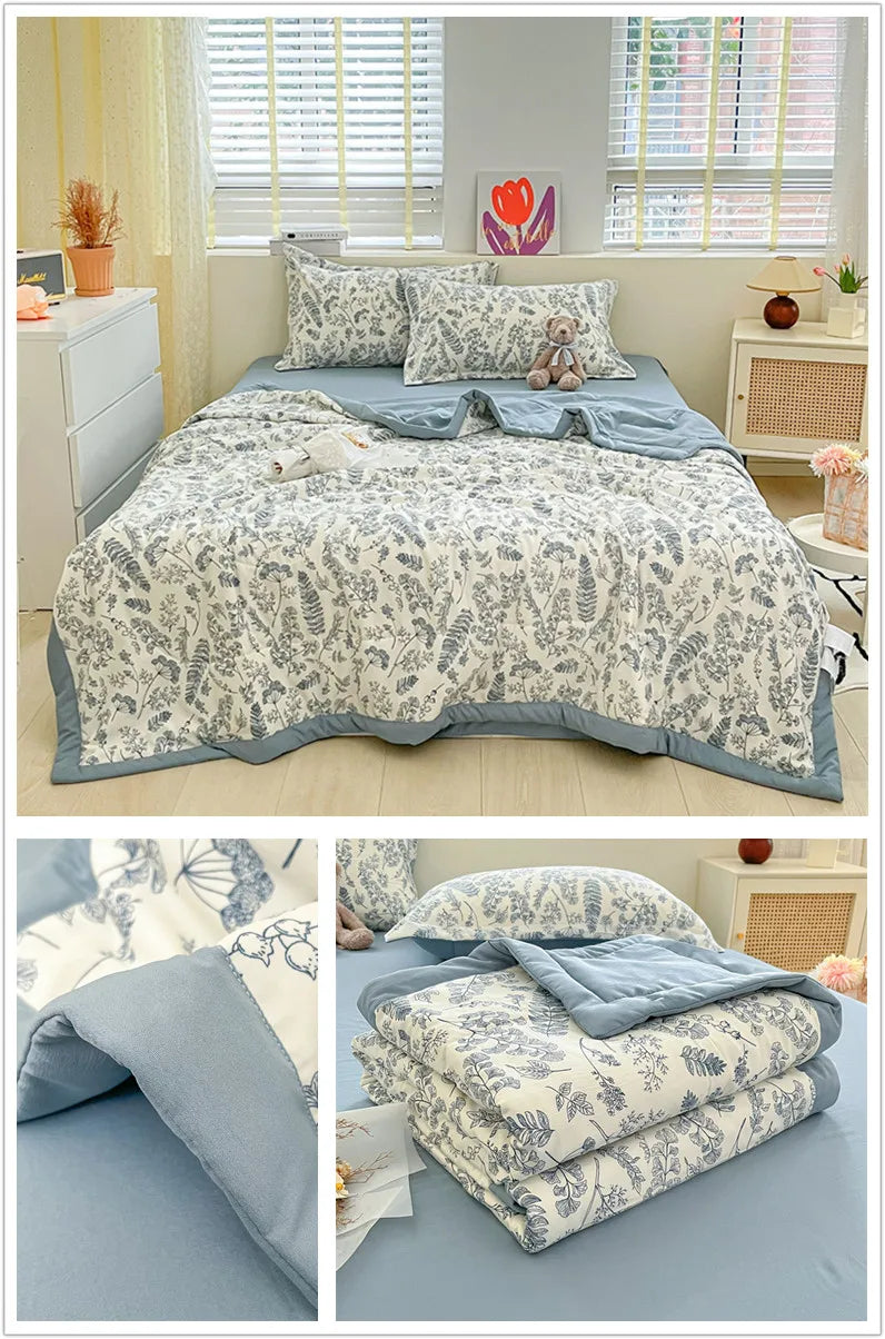 Printed Thin Duvet Skin-friendly Comforter 100x150cm for Kids Quilt Soft Bedspread Summer Blanket edredones (No Pillowcase).
