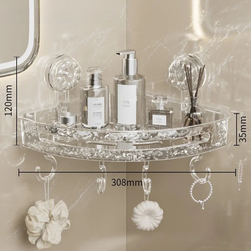 Eckregal mit gewelltem, nicht perforiertem Saugnapf, für Badezimmer, WC, Stativ, Duschregal, Wandmontage, Handtuch-Organizer, platzsparend