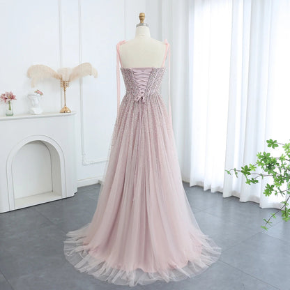 Sharon Said Luxus Perlen Blush Pink Dubai Abendkleid mit Trägern Weinrot Arabisch Arabisch Hochzeit Party Kleid SS263 Maßgeschneidert.