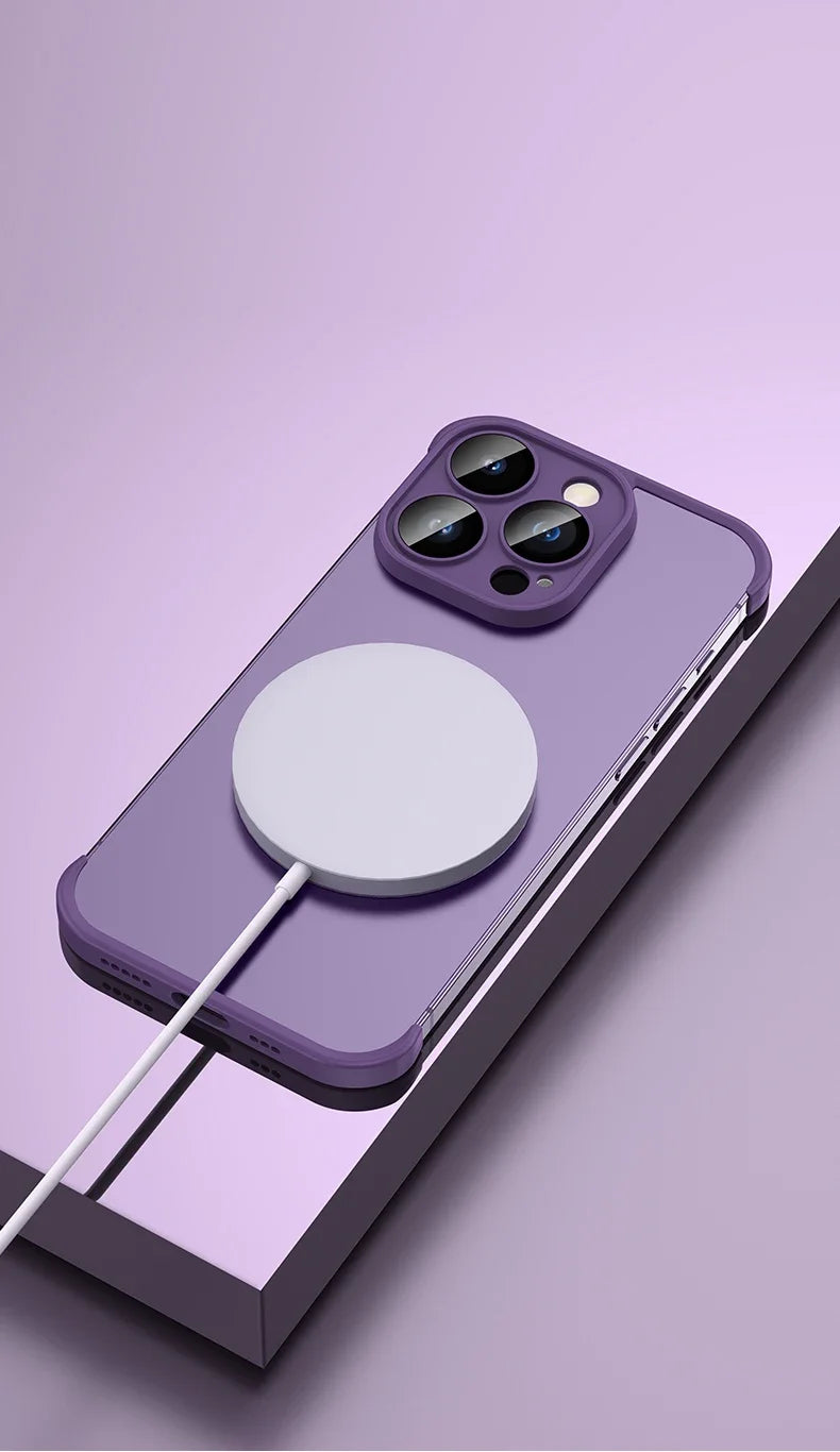 Frameless Silicone Bumper with Lens Protector Case for IPhone 17 Air 14 13 12 15 16 Pro Max Plus 15Pro 16Pro IPones Corner Cover.