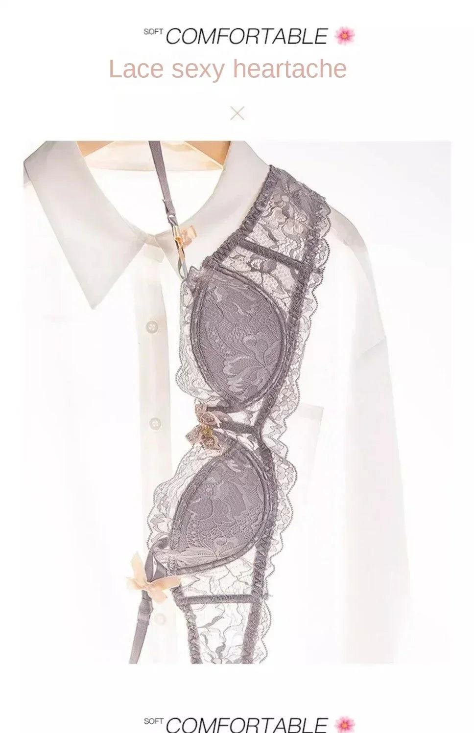 BANERDANI Light Luxury French Pure Desire Triangle Cup Breathable New Spring/summer Breathable Sexy Lace Not Empty Cup Bra Cover.