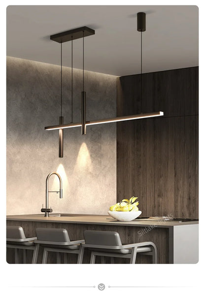 Neue Restaurant Kronleuchter moderne einfache Esszimmer Tisch Bar Lichter lange Streifen Scheinwerfer kreative Designer Pendelleuchten.