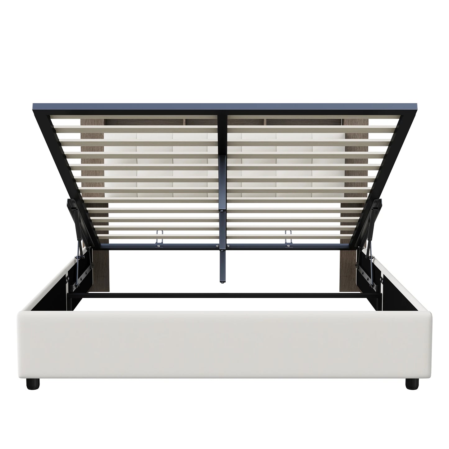 Lazyspace Samt-Rückenlehne, Holzlatten, hydraulisches Bett mit Bettkasten, Einzel- und Doppel-RGB-LED-Polsterbett, Bettrahmen