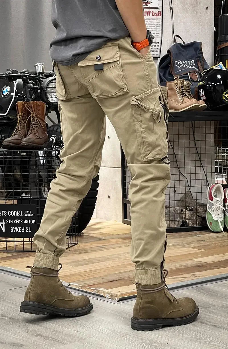 American Style Men's Workwear Pants Straight Leg Outdoor Tactical Casual Trousers Spring Autumn Cross-Border Loose Fit Long Pant.