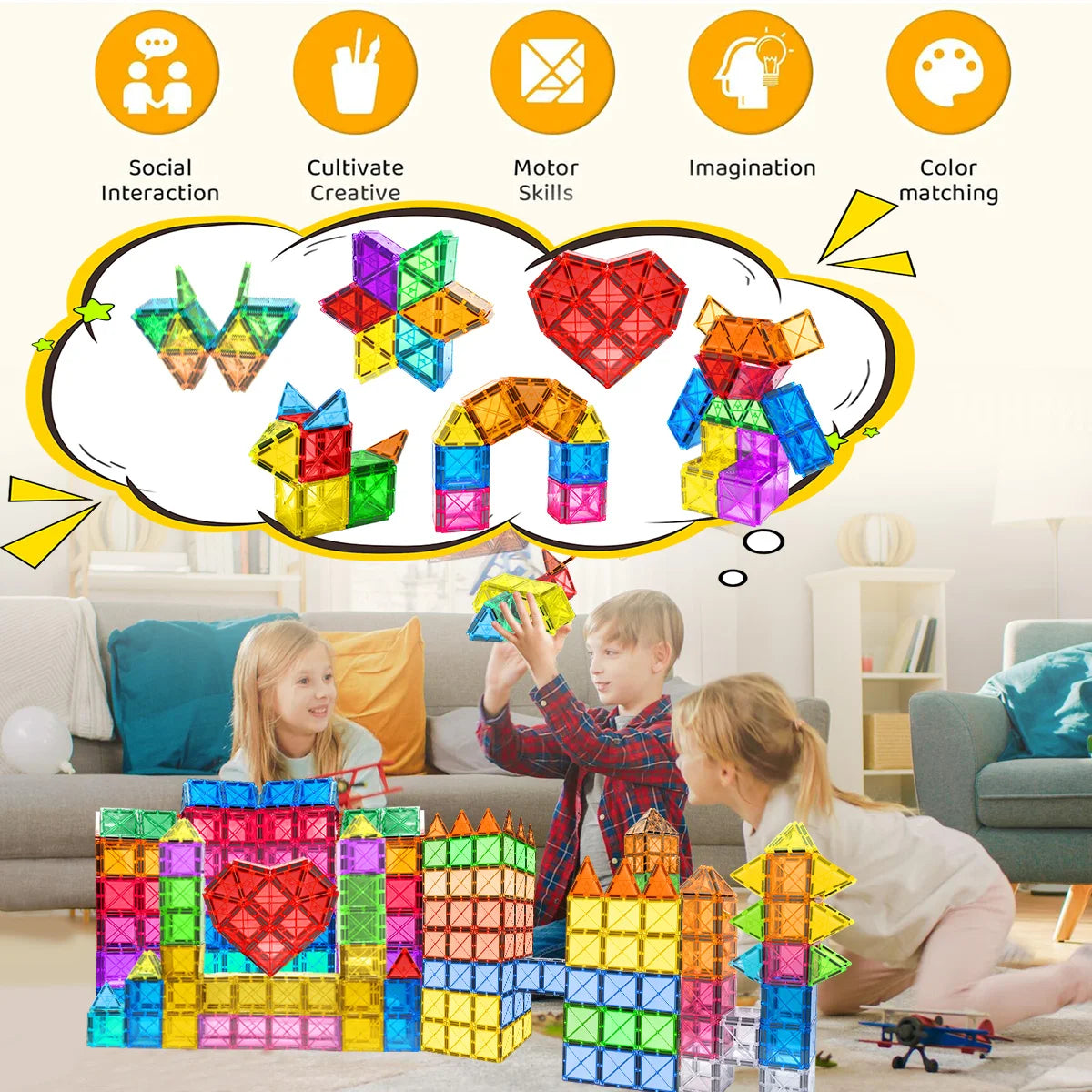 30/50/100PCS Magnetic Building Blocks Montessori Educational Constructor Toys Set For Kids Game For Boys Girl Gifts.