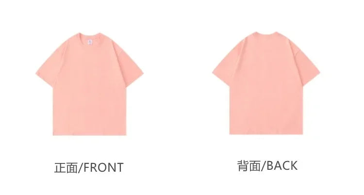 Summer Light Green Heavy Weight 300G Short Sleeved T-shirt Cotton  Men's Loose Casual Base Shirt Korean Tee Women's