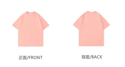 Summer Light Green Heavy Weight 300G Short Sleeved T-shirt Cotton  Men's Loose Casual Base Shirt Korean Tee Women's