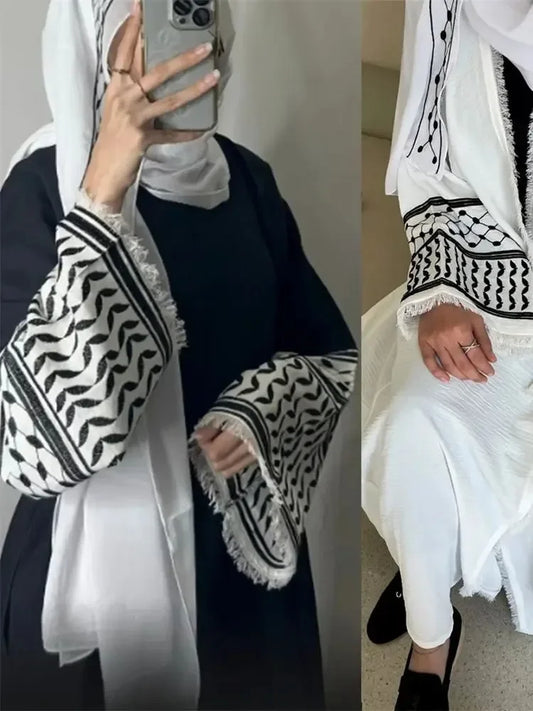 Autumn New Ramadan Open Embroidery Tassel Pink Kimono Abaya Dubai Luxury Muslim Islam Kaftan Dress Abayas Women Kebaya Caftan.