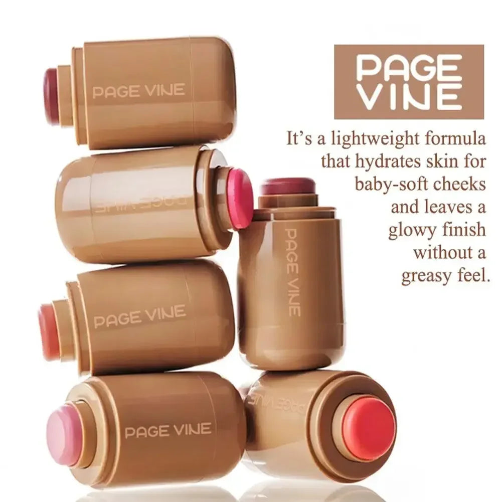 New PAGE VINE Pocket Blush Stick Cream 2-in-1Lip and Cheek Hydrating Stick Natural Rouge Powder Blush Cream Korea Pink Cosmetics.