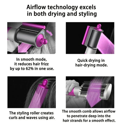 6IN1 Multi Hair Styler, 1300W High Power, Combines Drying, Straightening and Curling Functions, Suitable for Home and Salon Use