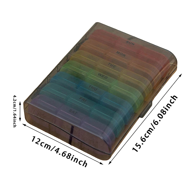 Weekly 6/7/8/10/21 Grids Pill Box Medicine Organizer Black Plastic Storage Box Container Portable Pill Case.
