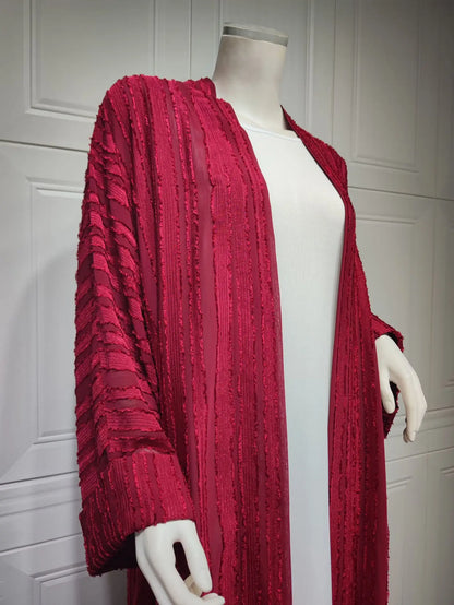 Uni Fashion Muslim Kimono Abaya Solid Striped Retro Ethnic Cardigan Robe Dubai Middle Eastern Saudi Arabia Eid Clothes 2025.