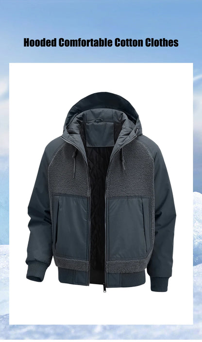 Outdoor Hiking Jacket Winter Fleece Windproof Camping Fishing Hooded Jacket Male Thick Warm Trekking Climbing Skiing Casual Coat.