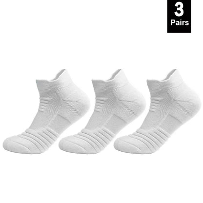 6/3/1 Pairs New Men Sports Running Fitness Flight Short Tube Socks Women's Towel Bottom Basketball Socks Solid Color Black Socks