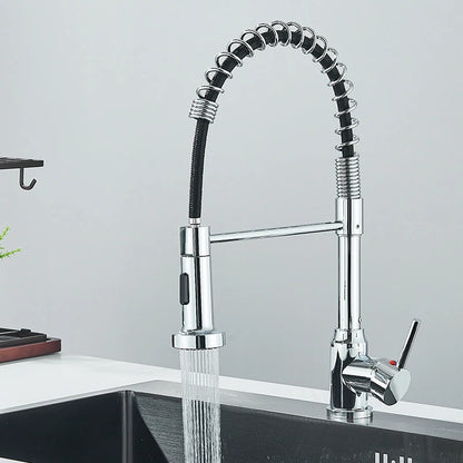 Spring Pull Down Kitchen Faucets Stream Spray Head Hot Cold Water Tap Stainless steel Rotation Kitchen Mixer Tap Crane