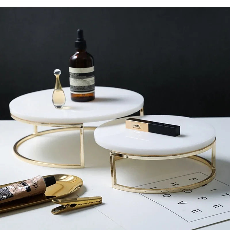 Nordic Marble Cake Dessert Tray Decoration Modern Simple Home Makeup Tools Jewelry Storage Plate Fruit Snack Chocolate Display.