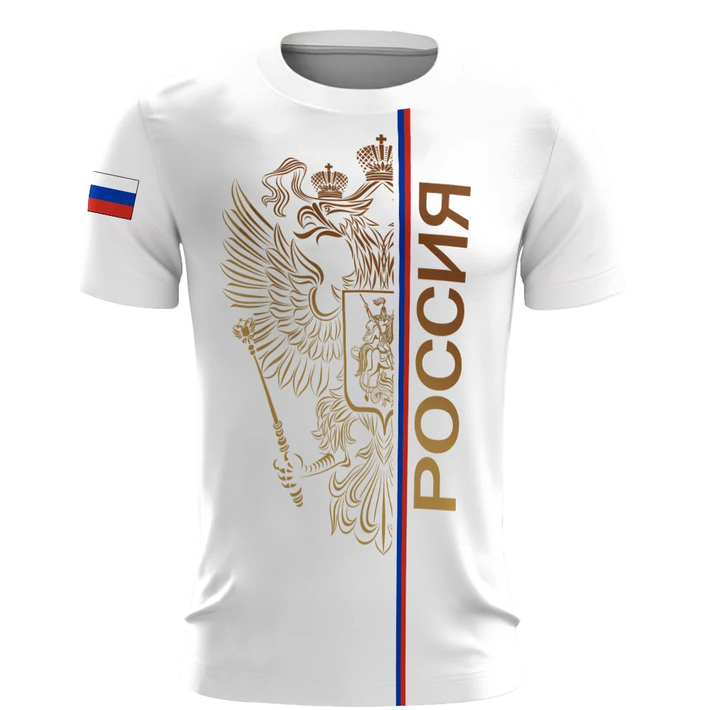 Russia Men's T-Shirts 3d Russian Flag Short Sleeve T-Shirt For Men Oversized Tees Mens Clothing Summer Casual Breath Sportswear.