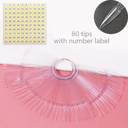 80/50/20pcs Nail Display Sticks Nail Swatch False Nail Tips Nail Gel Polish Practice Clear Display Board for Nail Art Tools