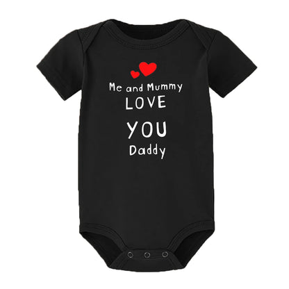 Ich und Mama Love You Daddy Baby Jungen Mädchen Overall Neugeborenes Baby Kleinkind Kleidung Kurzarm Body Valentinstag Geschenke.