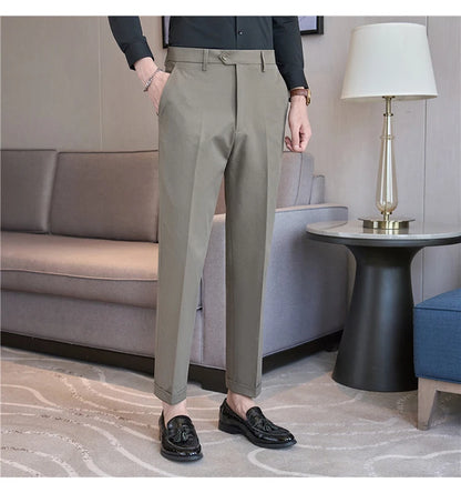 Men Suit Pants 2025 Elastic Slim Fit Formal Dress Pants Solid Casual White Trousers Pantalon Homme Wedding Party Men Clothing.
