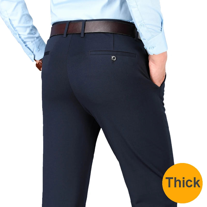 Men's Business Casual Pants Spring Summer Elastic Trousers Office Suit Pants Quick Dry Formal Pants Breathable Comfortable.