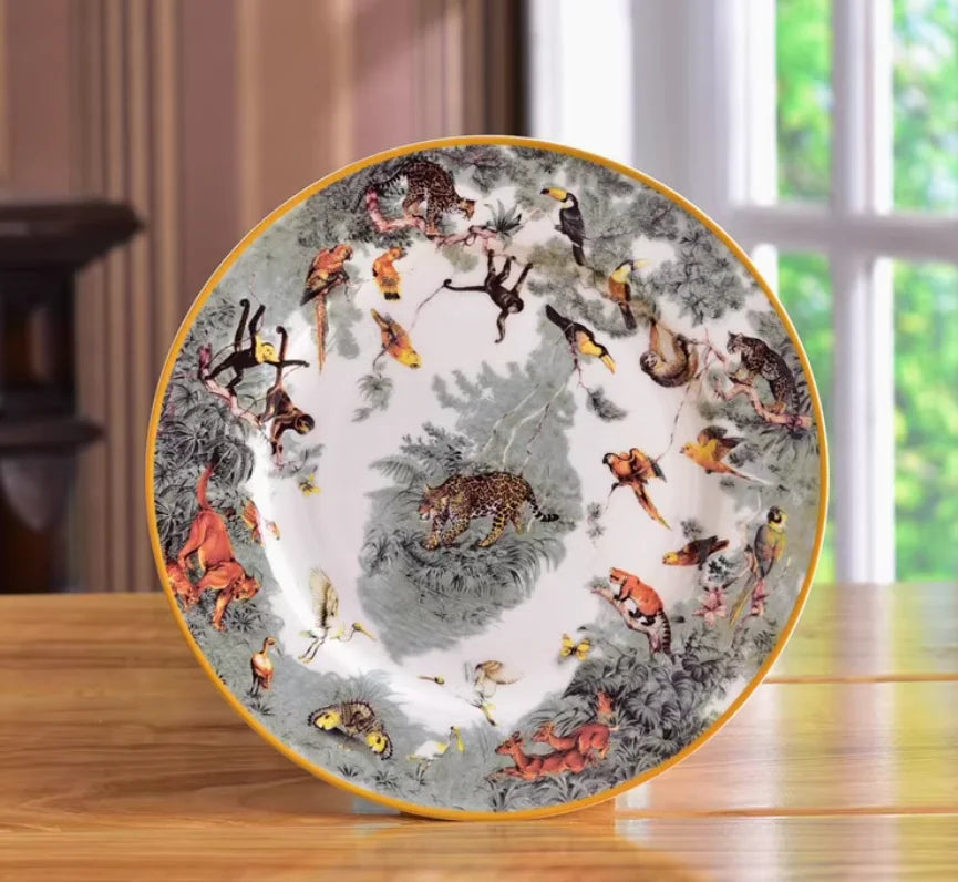 Luxury Blue Ocean Bone China Dishes Plates Western Clubhouse Upscale Heart Of The Sea Ceramic Tableware Decorative Plate