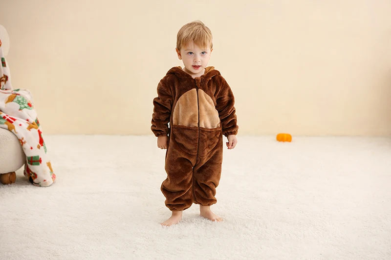 MICHLEY Winter Baby Strampler Mit Kapuze Flanell Cosplay Kleinkind Infant Kleidung Insgesamt Bodys Overall Kostüm Für Kinder Mädchen Junge