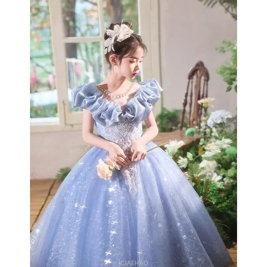 Elegangt Mädchen Abendkleid Luxus Prinzessin Kleid Geburtstag Party Pageant Outfit Kinder Klavier Rezitieren Leistung Formelle Kleidung.