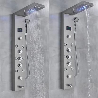 LED Light Bathroom Shower Faucet Set LED Rainfall Shower Panel System Bathtub Water Mixer Tap Massage SPA Temperature Screen