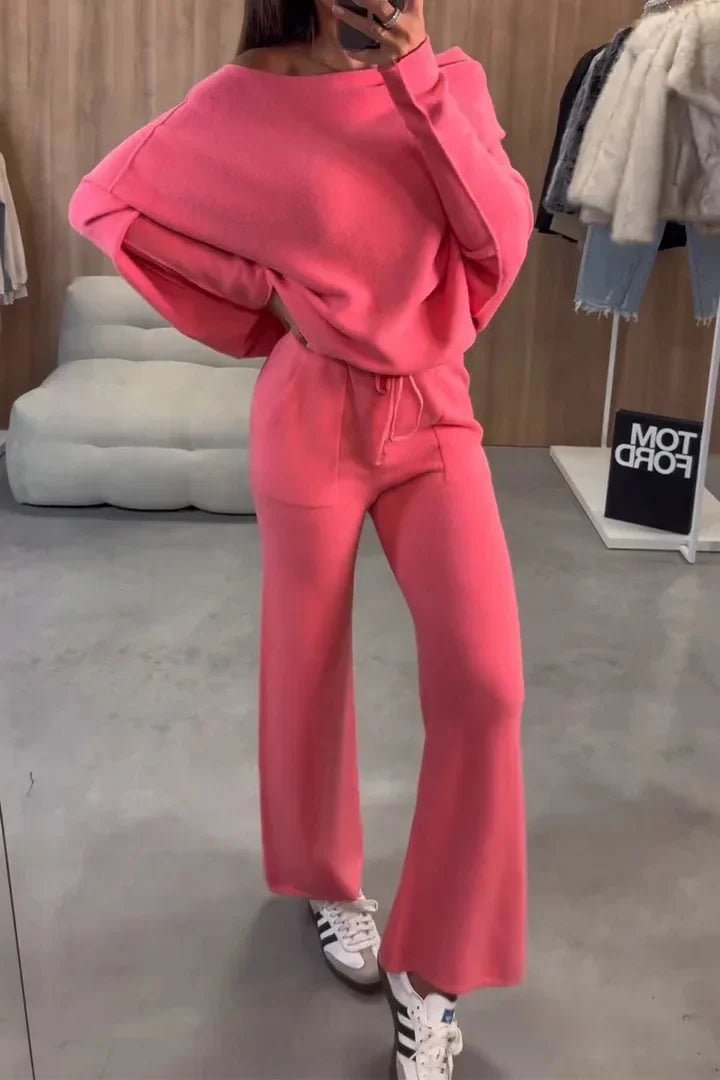 Women Pant Set Two Piece Sets Tracksuit Round Neck Sweatshirts Jogger Lace Up Elastic Waist Long Pants Sport Loose Matching Sets.