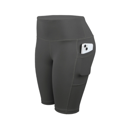 CHRLEISURE Women Solid Yoga Shorts with 3 Pockets High Waist Butt Lifting Workout Tights Gym Elastic Cycling Shorts Activewear.