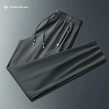 Straight-leg Casual Pants For Men Ice Silk Sports Trousers Youth Fashion Summer 2024 New Arrival Comfortable Loose Fit.