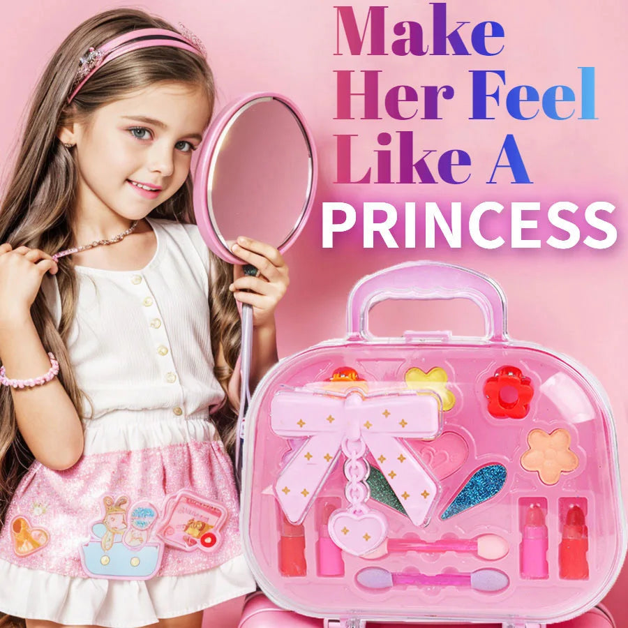 Princess Make Up Box Play House Toy Girls, Eye Shadow Makeup Cosmetics Handbag, Birthday Christmas Gift for Kids Party Cosplay.