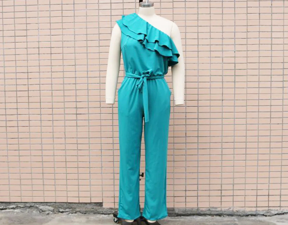 Summer Sexy Strapless Sleeveless Women's Party Jumpsuit Fashion Peplum Slim Fit Lace Up Elegant Female Office Jumpsuit Bottoms