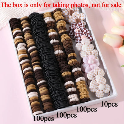 310pcs Hair Accessories Set for Women Colorful Elastic Hair Ties Printed Flowers Hair Bands Girls Sweet Rubber Bands Headbands.