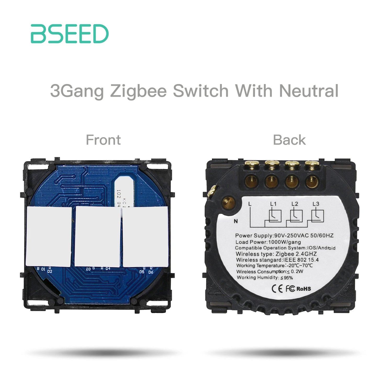Bseed EU Standard Zigbee Lichtschalter Teile 1/2/3Gang Dimmer Vorhang Modul DIY Teil Tuya Smart Life Control Neutral Erforderlich.