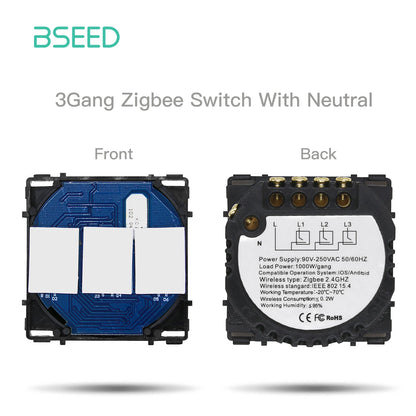 Bseed EU Standard Zigbee Lichtschalter Teile 1/2/3Gang Dimmer Vorhang Modul DIY Teil Tuya Smart Life Control Neutral Erforderlich.