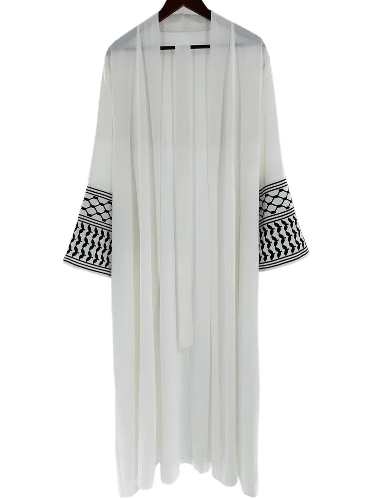 Embroidery Open Modest Kimono Abaya Dubai Luxury Islam Muslim Kaftan Modal Dress Arabic Abayas Women Kebaya Robe Femme Musulmane.