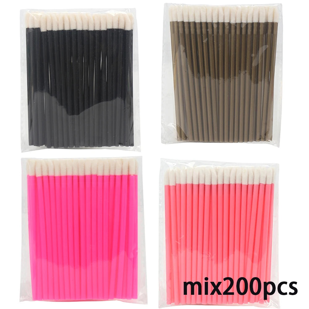 100/200pcs Lip Wands Applicators Disposable Lip Brushes Lipstick Brush Mascara Applicator Gloss Wands Eyelash Extension Tool.