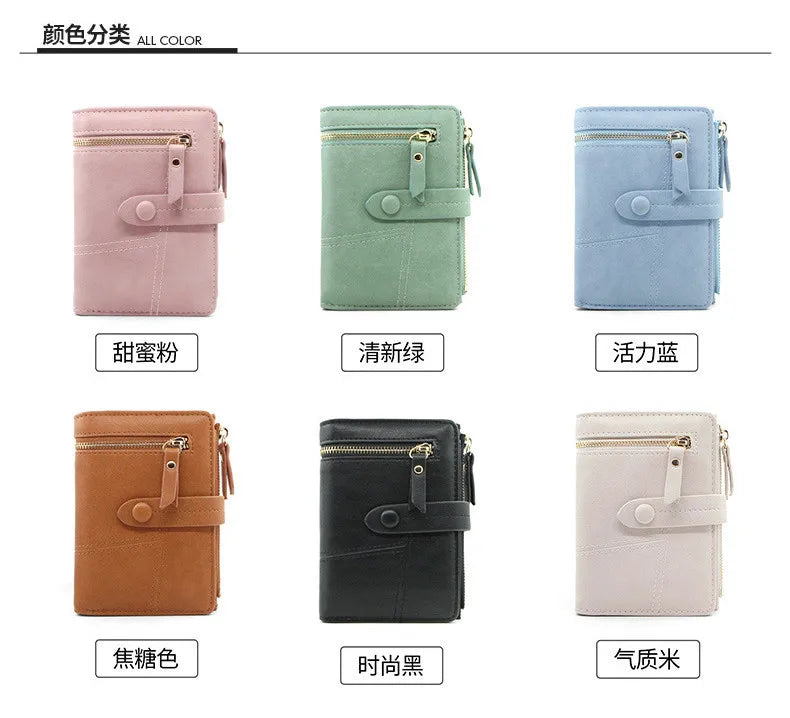 Personalized Name Women’s Short Wallet -Customize Name Multifunctional Solid Color Stitching Buckle，Multi-Card Slot Coin Purse.