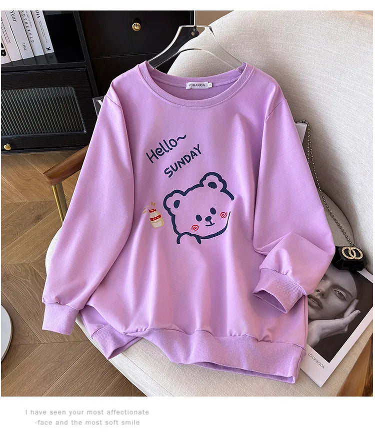 170 kg Plus Größe Damen Büste 170 Frühling Herbst Lose Langarm Cartoon Print Pullover Sweatshirts 4XL 5XL 6XL 7XL 8XL 9XL.