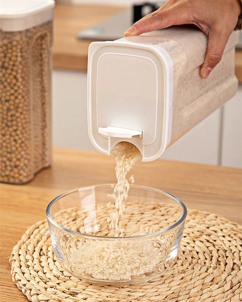 Kitchen Transparent Sealed Jar Plastic Household Cereals Grains Storage Box Hermetic Cans Organizer Bulk Classified Container.